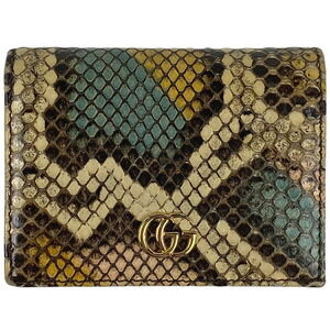 Gucci GG Marmont Wallet Double Bifold Python Beige Multicolor